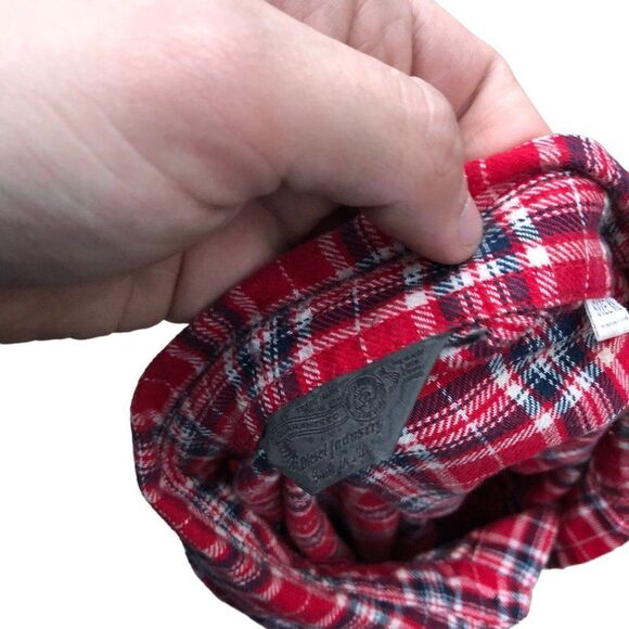 Vintage Diesel Jeans Flannel Button Up Shirt XL Red Pattern Shirt - Picture 6 of 10